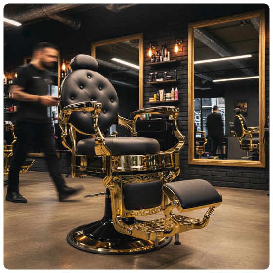 Barberstuhl The Chester &ndash; Gold / Black
