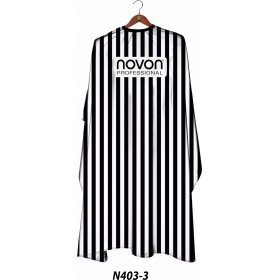 Novon Hairdresser Cape / Umhang - weiß - schwarz gestreift