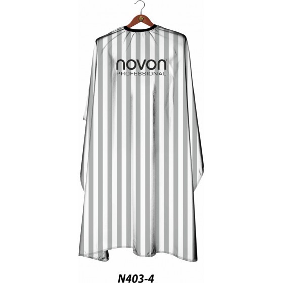 Novon Hairdresser Cape / Umhang - wei� - grau gestreift