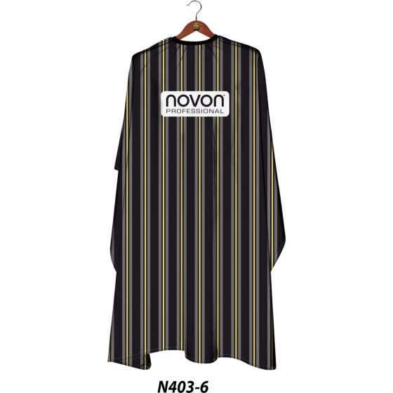 Novon Professional Hairdresser Cape/ Umhang - schwarz - grau - gelb gestreift