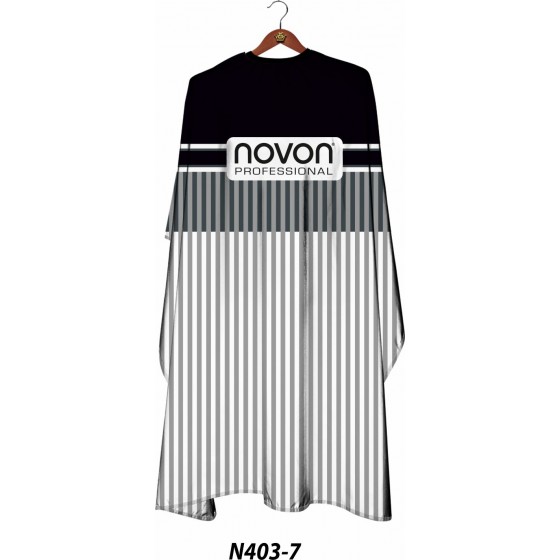 Novon Professional Hairdresser Cape/ Umhang - schwarz - wei - grau gestreift