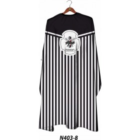 Novon Hairdresser Cape / Umhang - schwarz - wei� gestreift mit Barberlogo