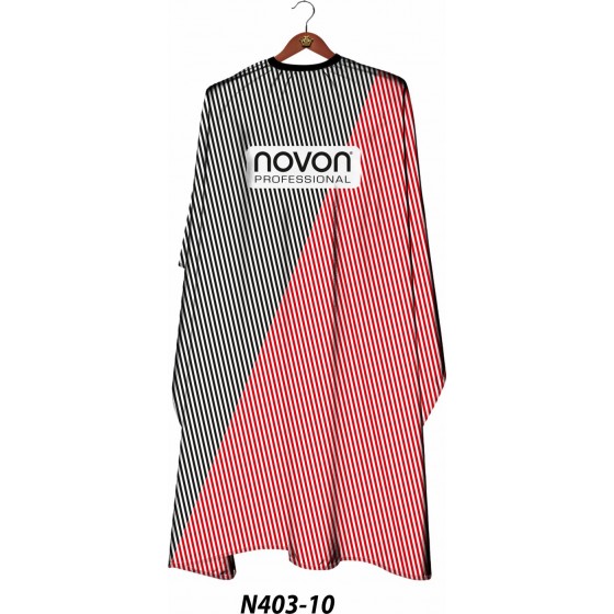 Novon Professional Hairdresser Cape/ Umhang - schwarz - wei - rot gestreift