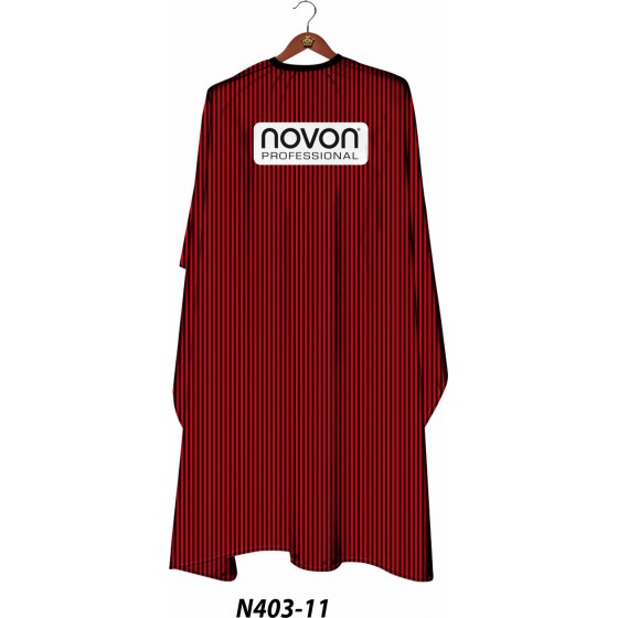 Novon Professional Hairdresser Cape/ Umhang - schwarz - rot gestreift