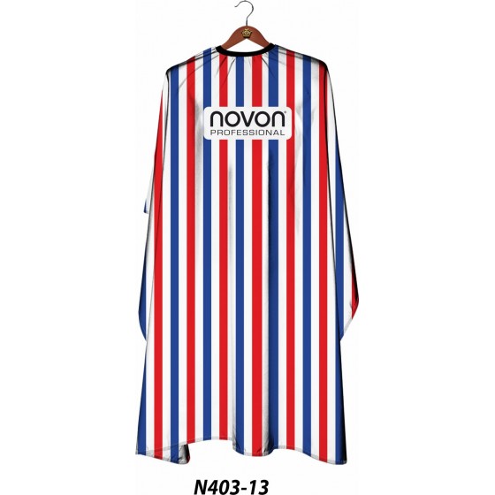 Novon Professional Hairdresser Cape/ Umhang - wei - blau - rot gestreift