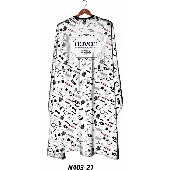 Novon Hairdresser Cape / Umhang - wei� mit Werkzeugmotiv