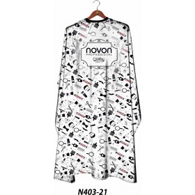 Novon Hairdresser Cape / Umhang - wei� mit Werkzeugmotiv