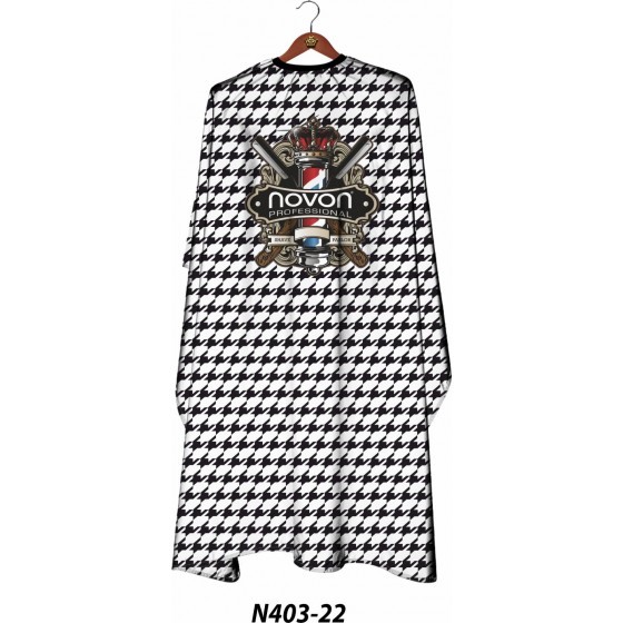 Novon Hairdresser Cape / Umhang - schwarz - wei� mit Barberlogo