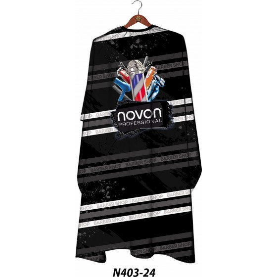 Novon Hairdresser Cape / Umhang - Barbershop Muster dunkel