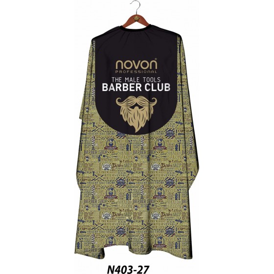 Novon Hairdresser Cape / Umhang - schwarz - gold - Barber Club Mini Logo