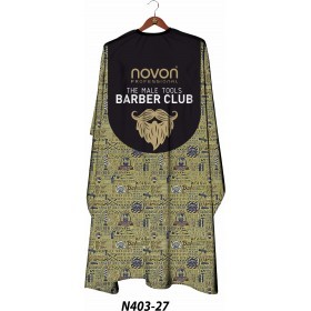 Novon Hairdresser Cape / Umhang - schwarz - gold - Barber Club Mini Logo